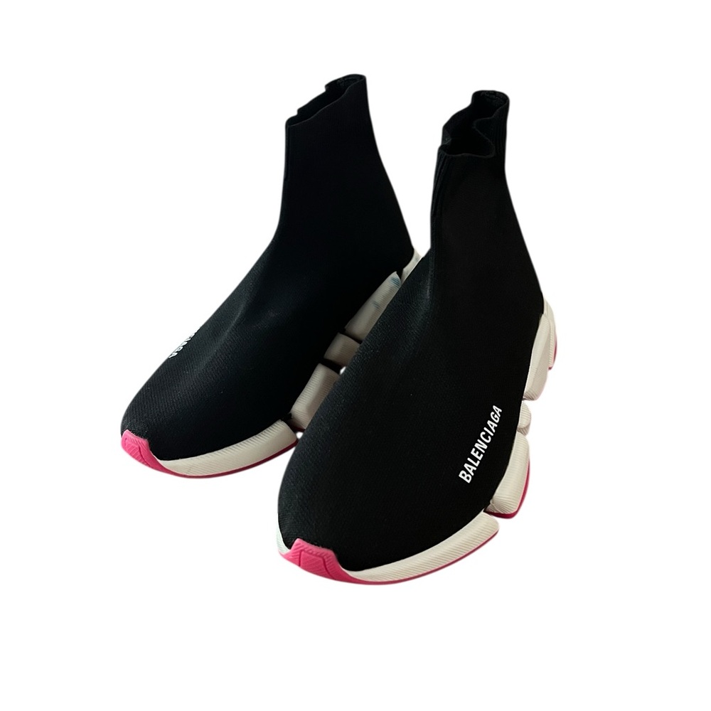 Balenciaga Women's Speed Trainers Black and Pink Sock Sneakers